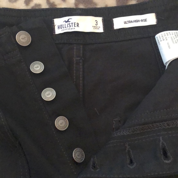 Hollister Ultra High Rise Black Button Fly Skirt 3 - Picture 6 of 15